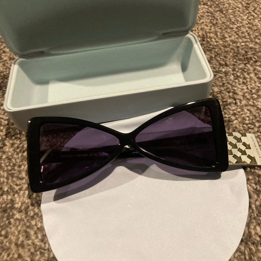 Karen Walker Black Cat-Eye Triangular Sunglasses